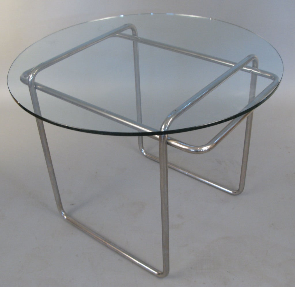 Vintage Chrome and Glass Table in the style of Marcel Breuer at 1stDibs