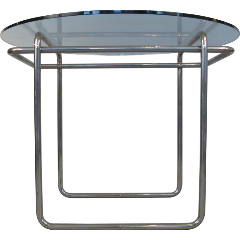 Vintage Chrome 
Glass Table in the style of Marcel Breuer