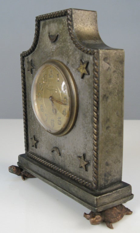 Brass Antique Swiss Mantle Clock with Bronze Turtle Feet
