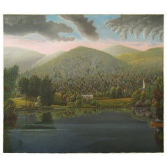 Large Signed Catskill Mountain Landscape Oil on Canvas
