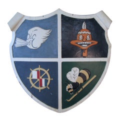 Vintage Carved Wood Shield from Newport Yacht Club