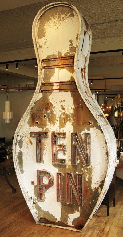 Mid-20th Century Monumental 'Ten Pin' Neon Bowling Sign