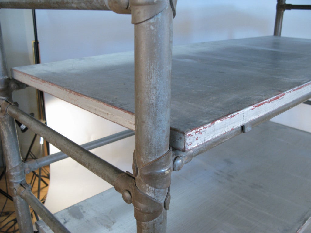 American Antique Industrial Cast Iron Rolling Shelf Cart