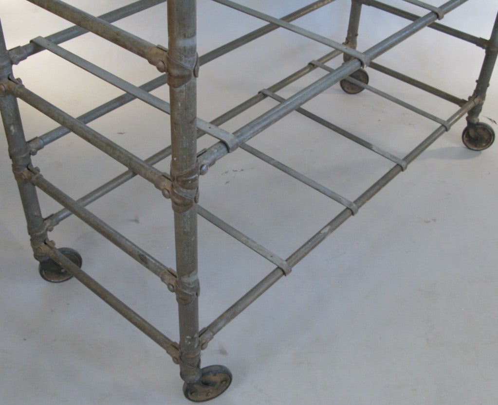 Antique Industrial Cast Iron Rolling Shelf Cart In Excellent Condition In Hudson, NY