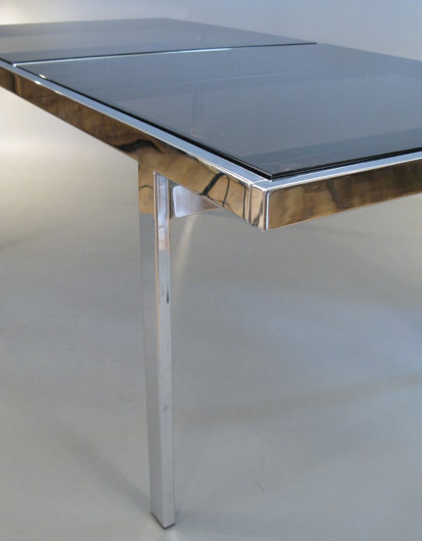 Vintage Modern Chrome & Glass Extension Dining Table 3
