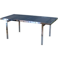 Vintage Modern Chrome & Glass Extension Dining Table