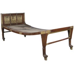 Antique Carved Mahogany and Gold Leaf Egyptian Revival Daybed