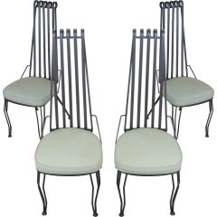 Set of Four Wrought Iron High Back Chairs 6