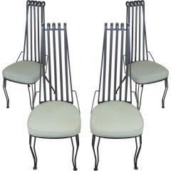 Set of Four Wrought Iron High Back Chairs