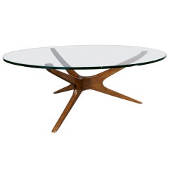 Vintage Sculpted Walnut Cocktail Table by Vladimir Kagan