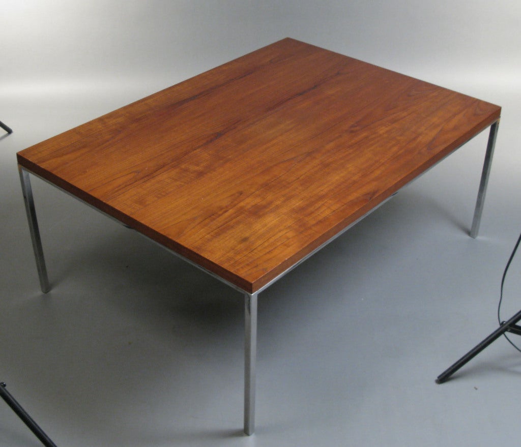 American Vintage Walnut & Chrome Base Table by Harvey Probber