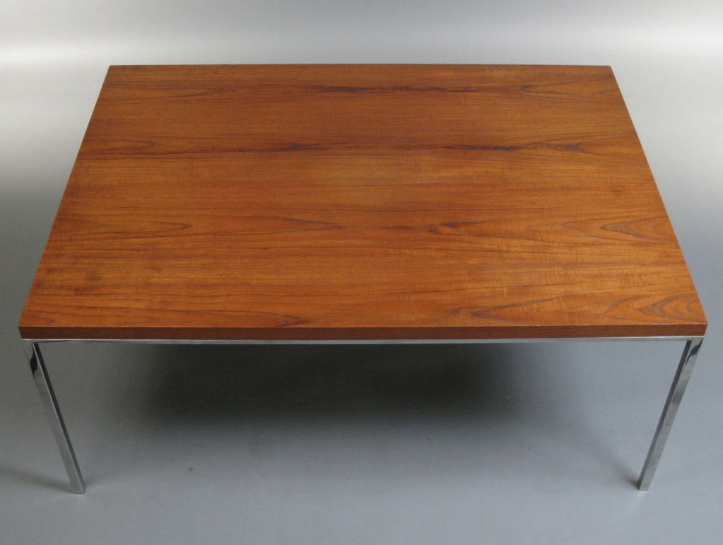 Vintage Walnut & Chrome Base Table by Harvey Probber In Excellent Condition In Hudson, NY