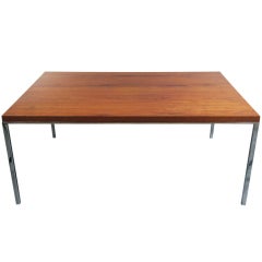 Vintage Walnut & Chrome Base Table by Harvey Probber