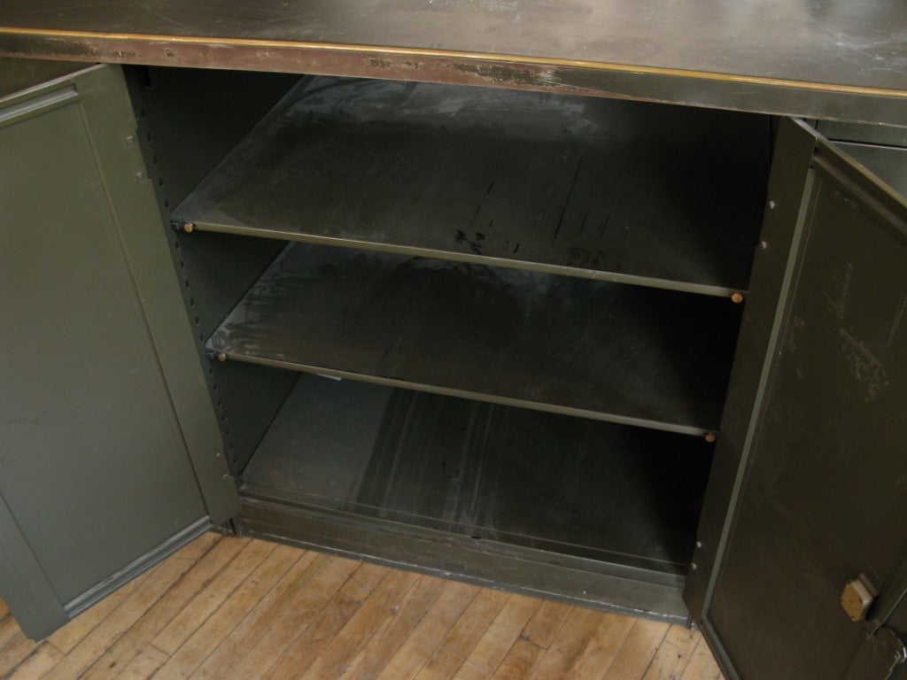 Antique Steel & Brass Industrial Storage File Cabinet 1