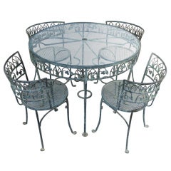 Vintage Elegant 1940's Wrought Iron Garden Table & Chairs