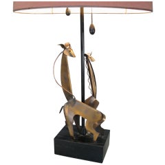 Charming Vintage Copper Giraffe Lamp by Heifetz