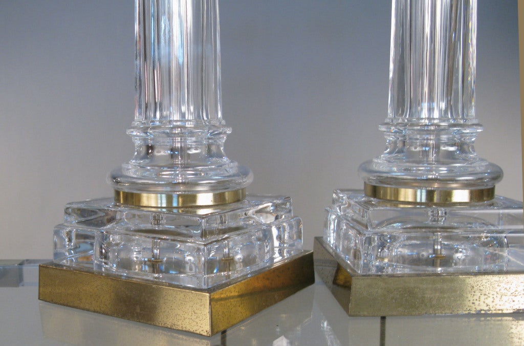 American Glass Neoclassic Column Lamps by Chapman