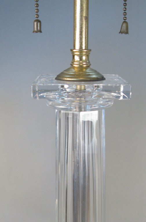 Mid-20th Century Glass Neoclassic Column Lamps by Chapman