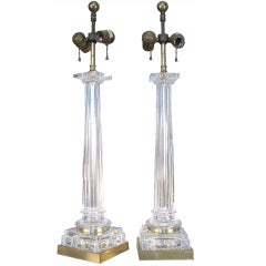 Glass Neoclassic Column Lamps by Chapman