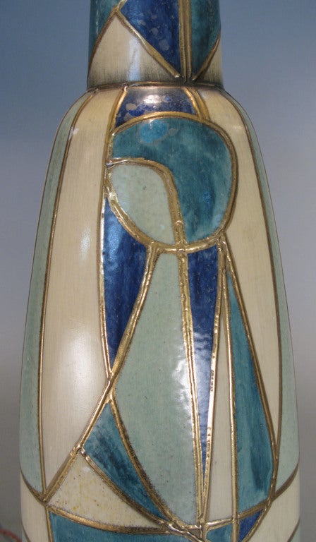 Mid-20th Century Mid-Century Italian Cubist Glazed Ceramic Lamp