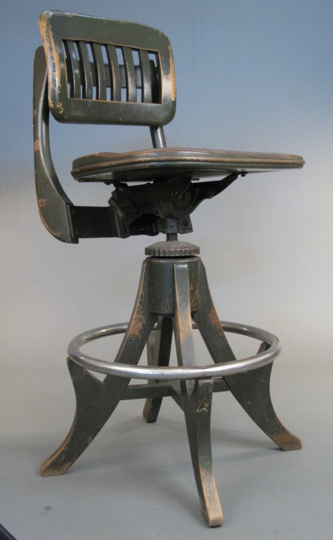 Antique Industrial Drafting Stool by Sikes at 1stDibs | industrial
