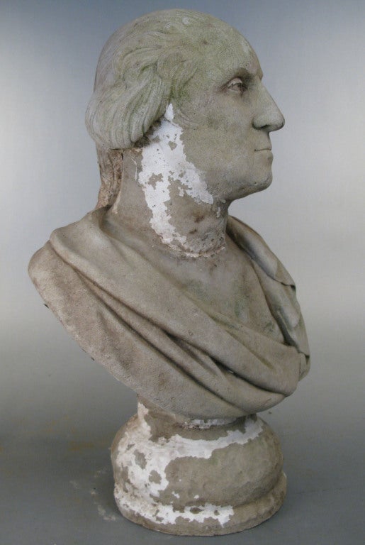 Antique Cast Stone Bust of George Washington