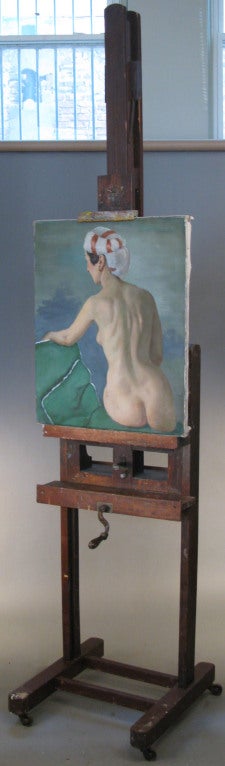 Antique Adjustabe Rolling Painters Easel