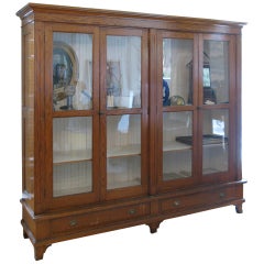 Antique Oak & Glass Collectors Display Case