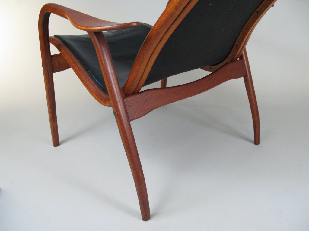 Vintage Lamino Leather Lounge Chair by Yngve Ekstrom In Excellent Condition In Hudson, NY