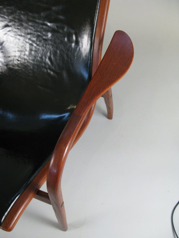 Teak Vintage Lamino Leather Lounge Chair by Yngve Ekstrom