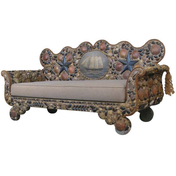 Sea Shell Back Couch Nautical Seashell Sofa at 1stDibs | nautical sofas, seashell couch