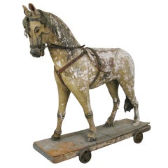Antique French Carved & Painted Wooden Horse