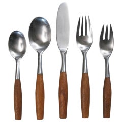 Jens Quistgaard Fjord Teak Flatware, Service for Twelve