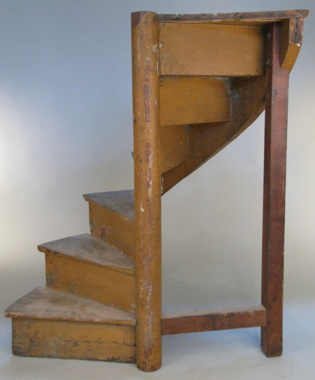 a charming small french wooden spiral staircase, french late 19th century, could be built in funtionally or used as a decorative element.
