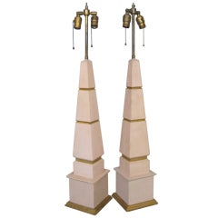 Pair of Antique Obelisk Table Lamps