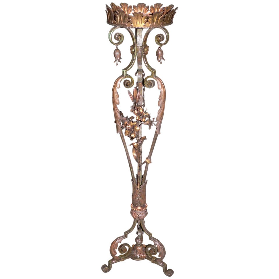 Wrought Iron Foliate Plant Stand For Sale