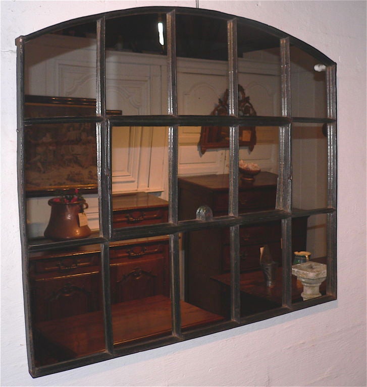 English Victorian Iron Factory Window Mirror