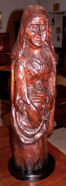 French Carved Oak Figure For Sale 1