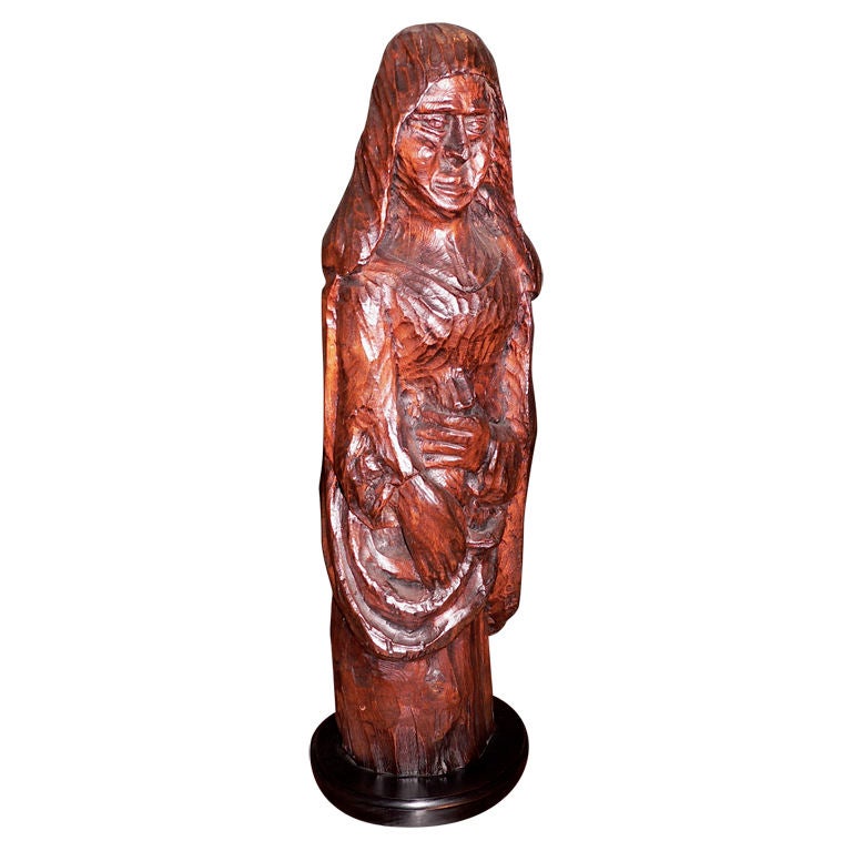 French Carved Oak Figure For Sale