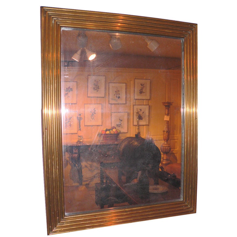 French Brass Bistro Mirror For Sale