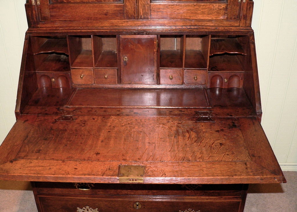 English 18th Century Oak Bureau Bookcase 1