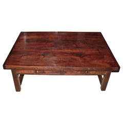 Antique French Oak Work Table Cut to Coffee Table Height