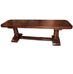 French 19th Century Elm Trestle Table