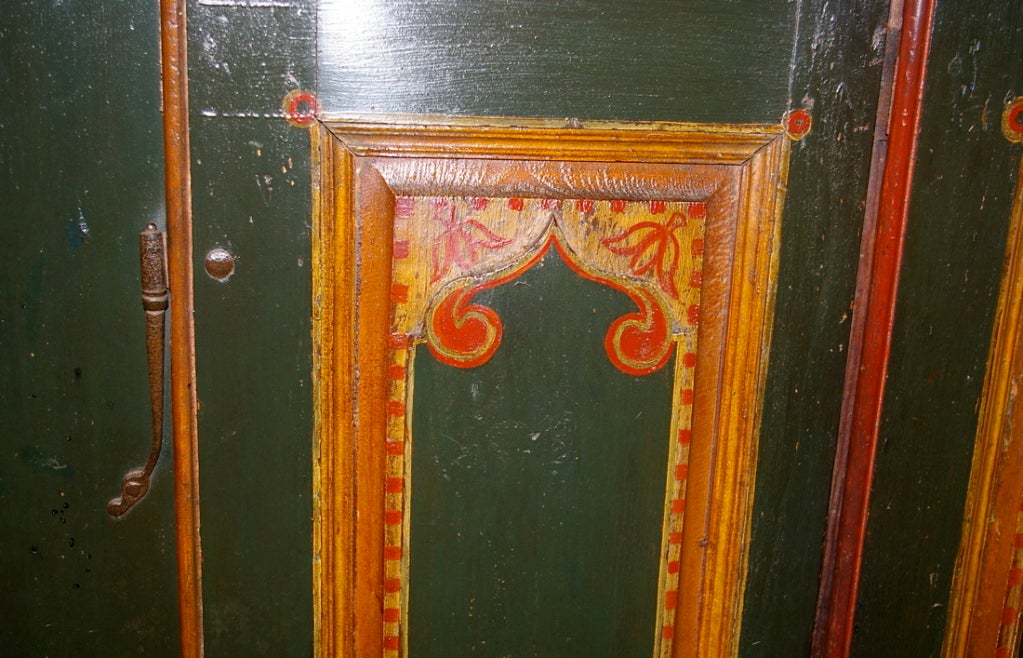 18th Century and Earlier Bavarian Painted Armoire For Sale