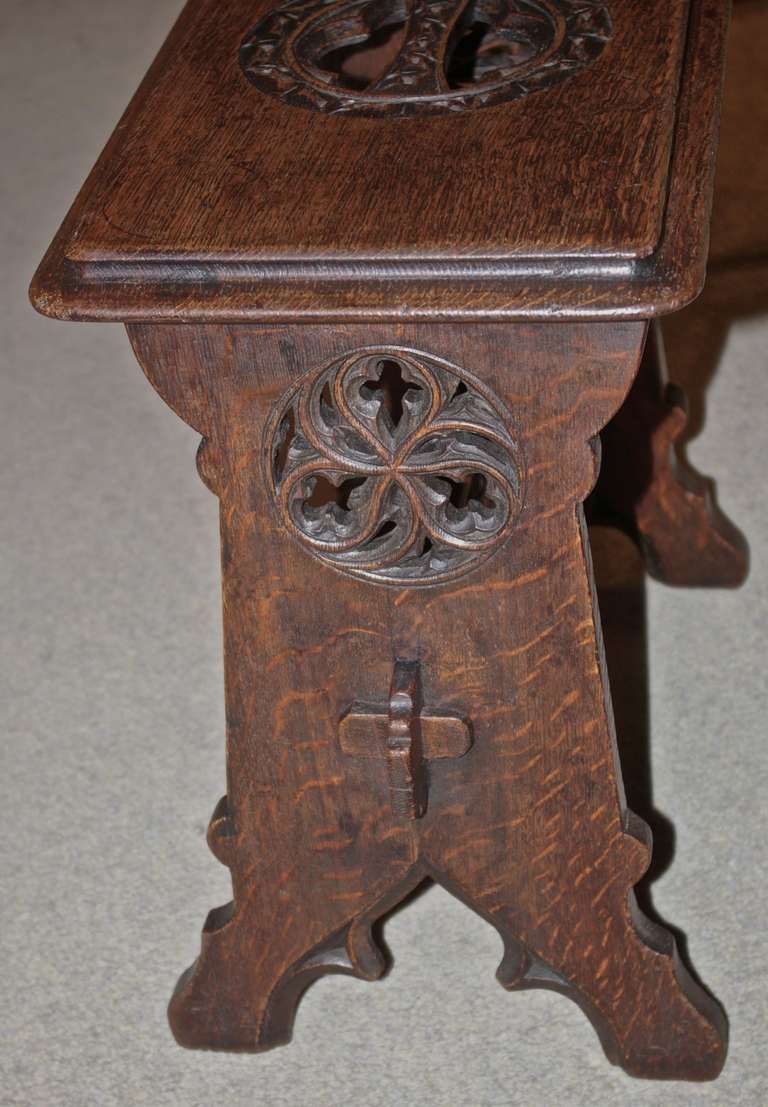 19th Century English Oak Gothic Revival Stool