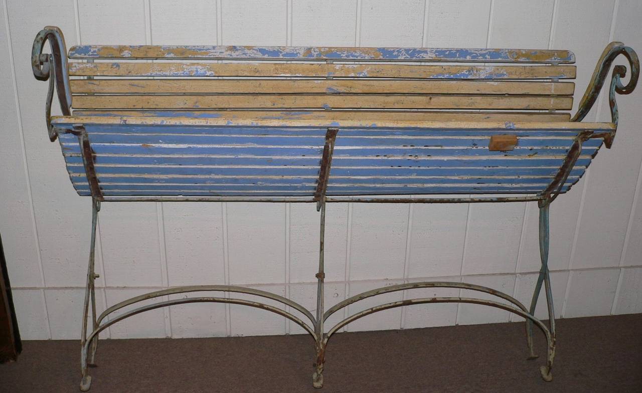Country French Folding Garden Bench For Sale