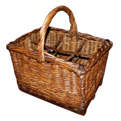 French Wine Bottle Basket from the Vineyards of Burgundy