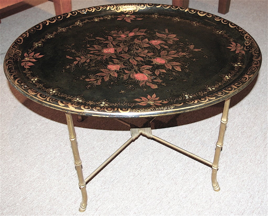 English Victorian Paper Mache Tray on Stand