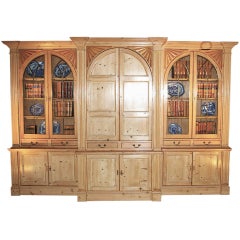 English Pine Breakfront Bookcase English Pine Breakfront Bookcase