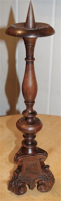Pair of French  18th Century Walnut Altar Candlesticks